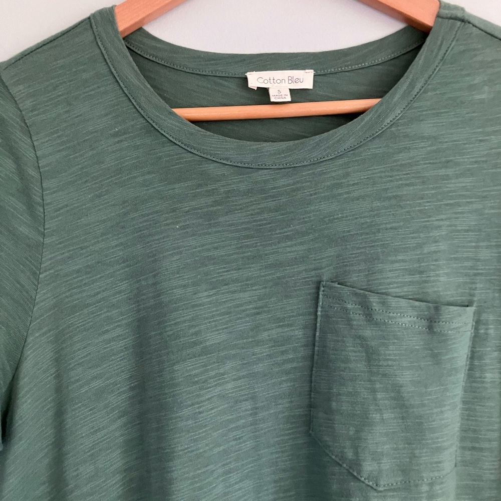 COTTON BLEU Sage Green Boxy Cotton Dress Size S (could fit M) - Picture 3 of 11